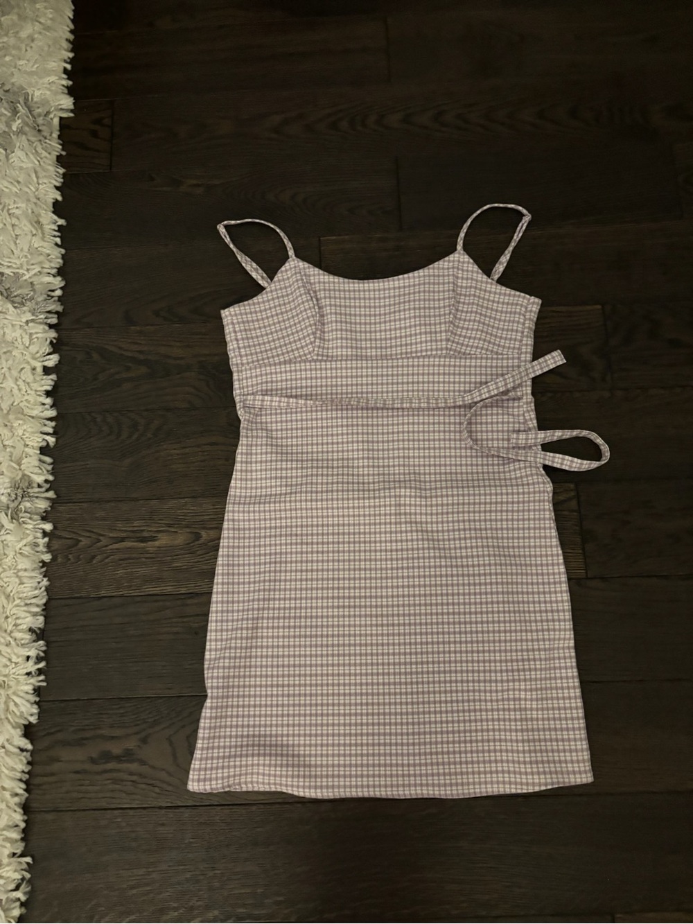 Brandy Melville Lavender Gingham Tie-Waist Mini Dress